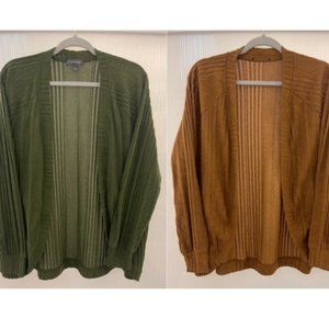 Bundle | Set of 2 Luxology Sweater Cardigans Green & Brown | Both Size Large